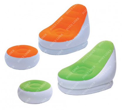 75053 Bestway Надувное кресло Comfort Cruiser Inflate-A-Chair 122х94х81 см с пуфиком для ног 54х54х26 см
