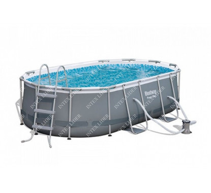 56620 Bestway Каркасный овальный бассейн Power Steel 424х250х100см с ф.-насосом и лестн.