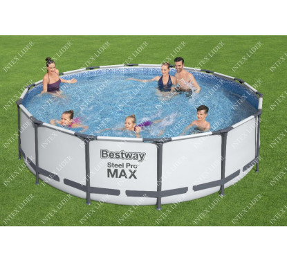 Bestway 56950 Бассейн каркасный Steel Pro MAX, 427 x 107 см, фильтр-насос, лестница, тент