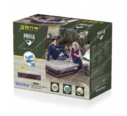 67699 Двухспальная кровать BestWay 152х203х36см с подголовником, до 300кг